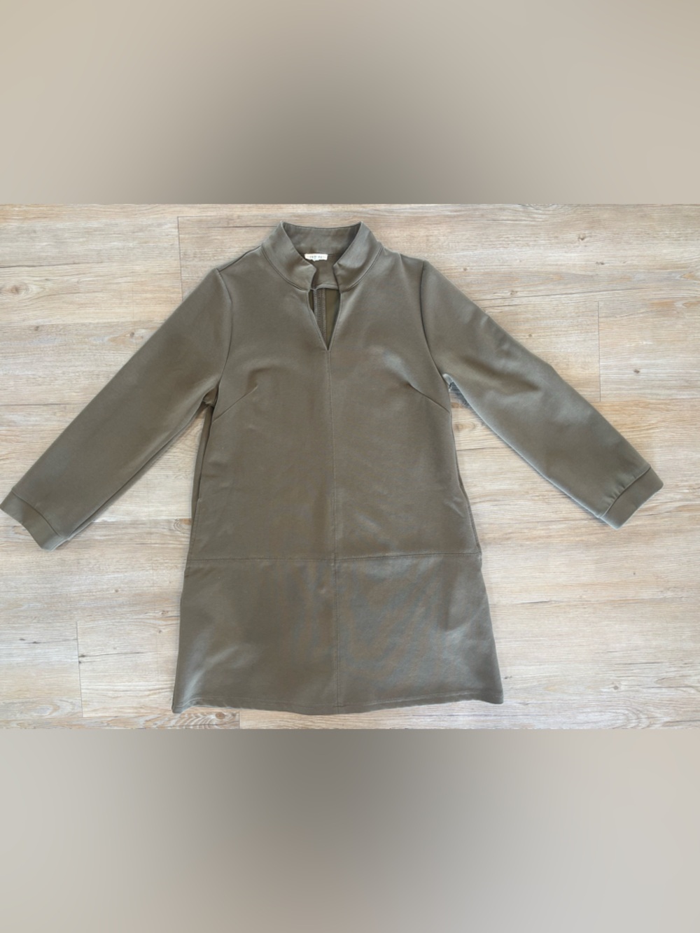 JODIFL Olive Funnel-Neck Trench Dress